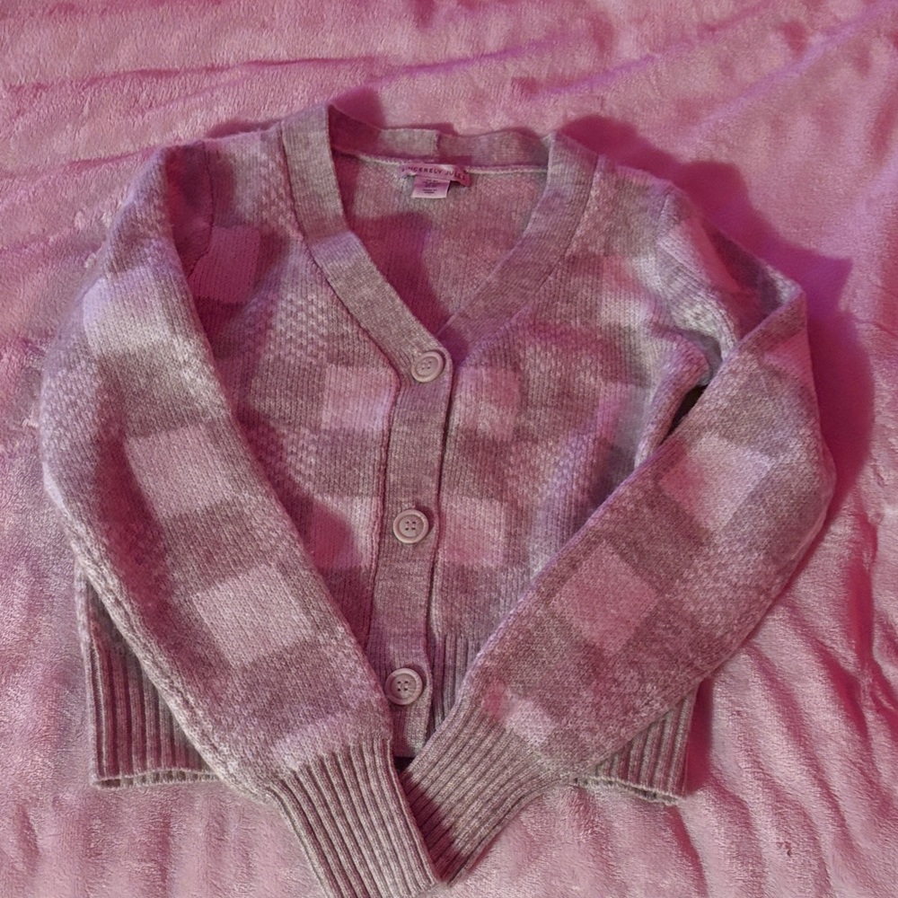 Sincerely Jules Pink Plaid Cardigan